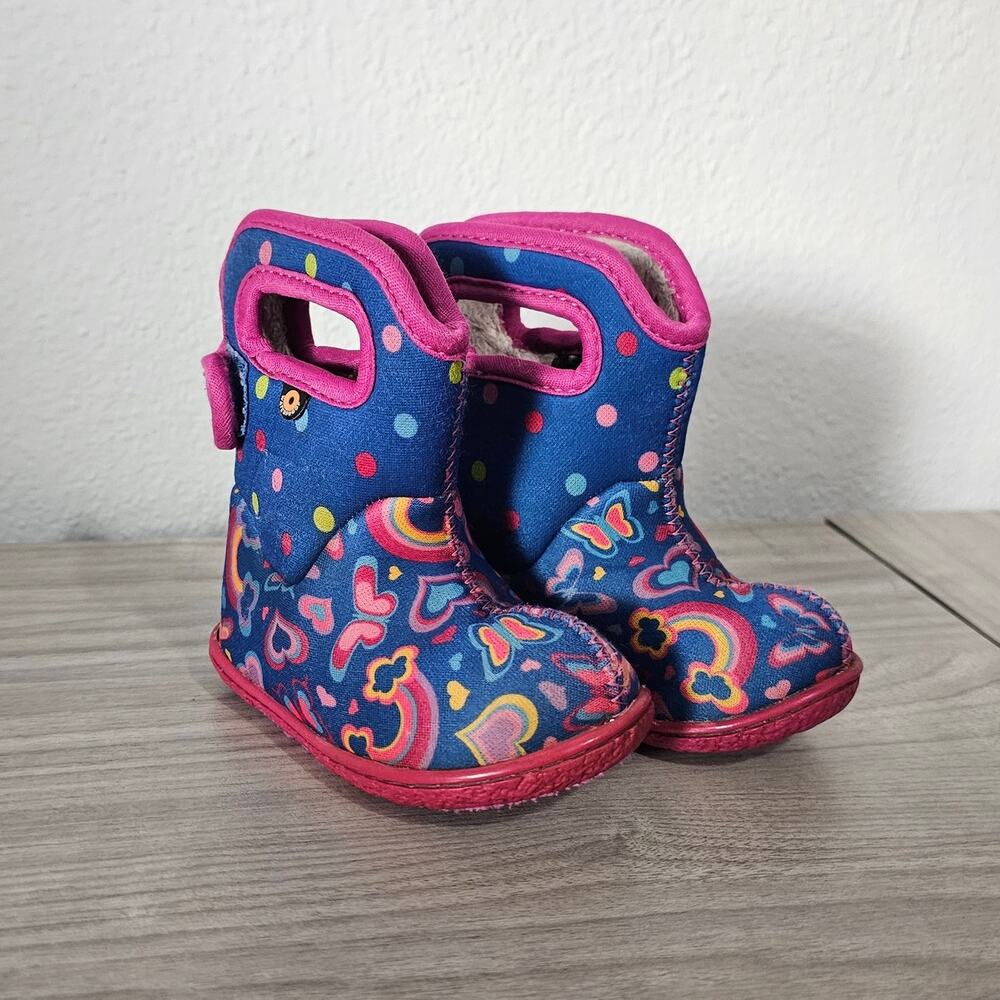 BOGS Baby II Boots Waterproof Rainbow Blue Pink Toddler Infants US 4 Outdoors